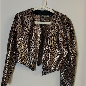 Vintage Gold Metallic Leaf Cropped Jacket